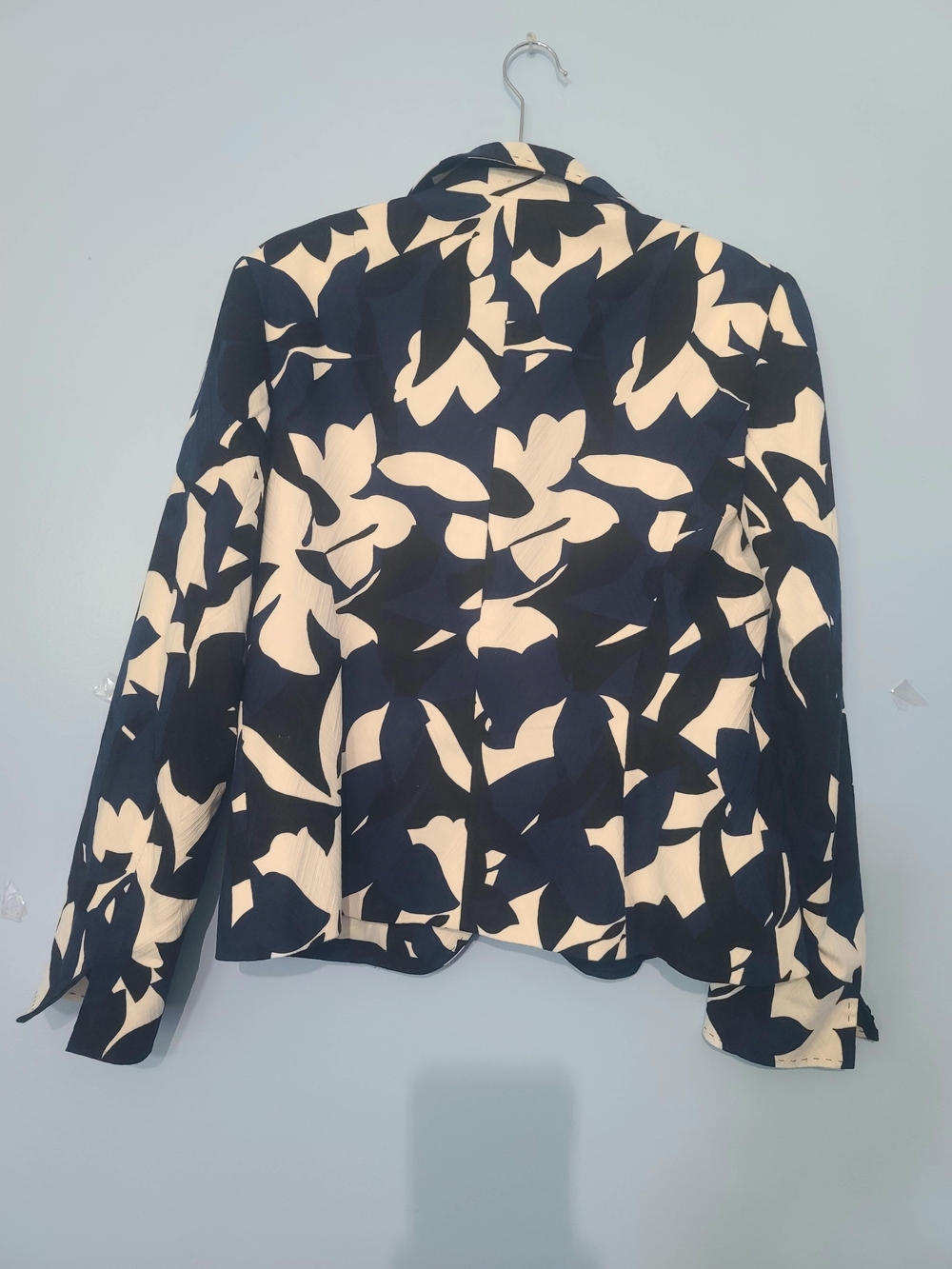 Women's Navy and Cream Printed Blazer Jacket